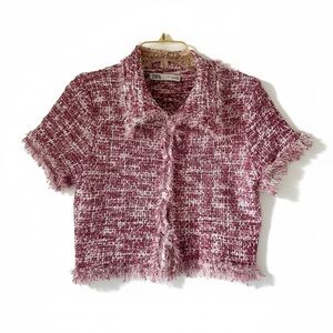 Zara Rose Tweed Short Sleeve Top
